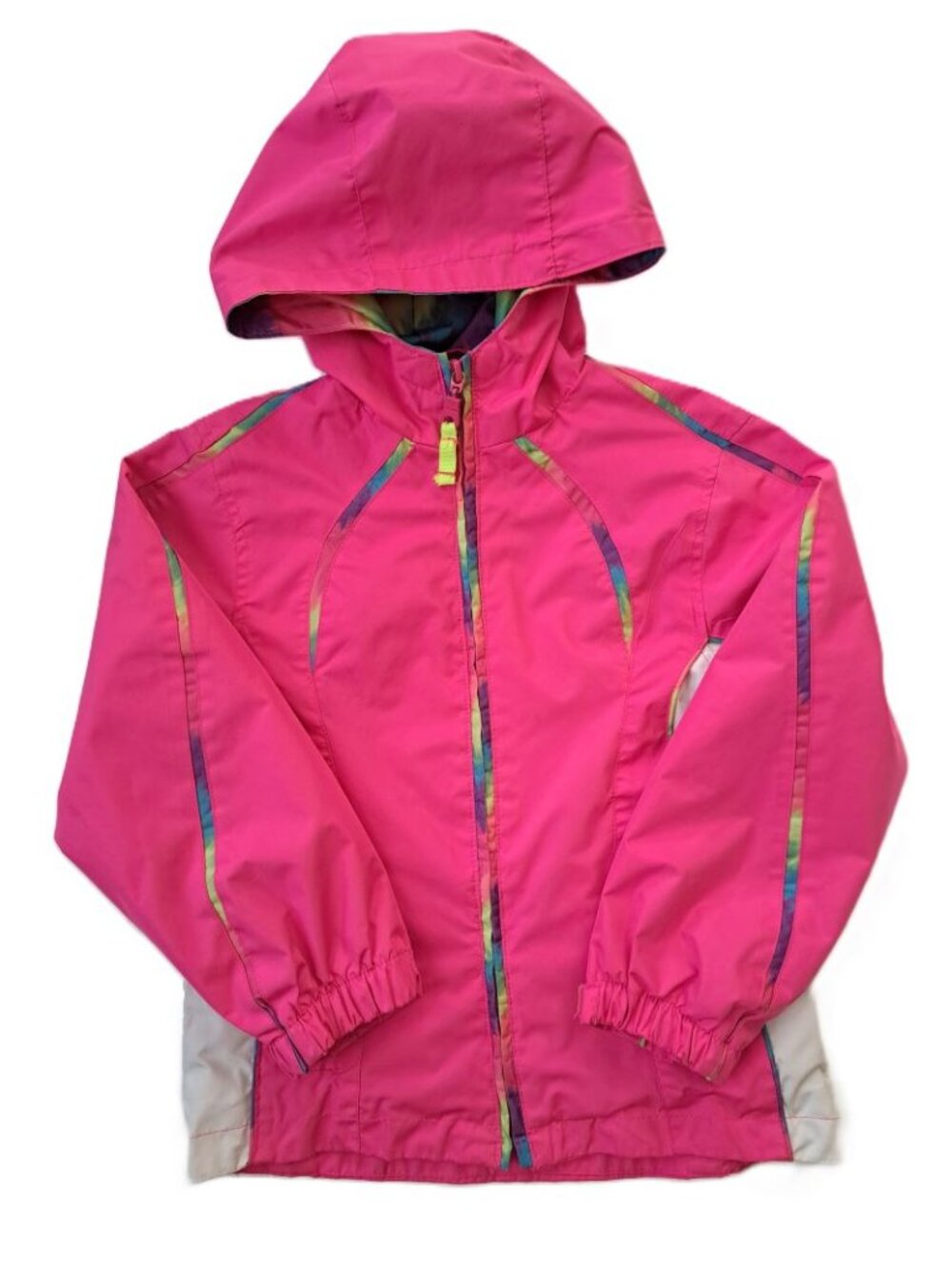 Big Chill Technical Gear Rain Jacket Girls 6X Pink Hooded Lined Windbreaker GUC